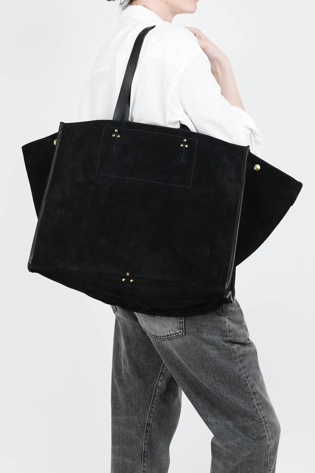 Shopper Leon L en Noir Split Suede