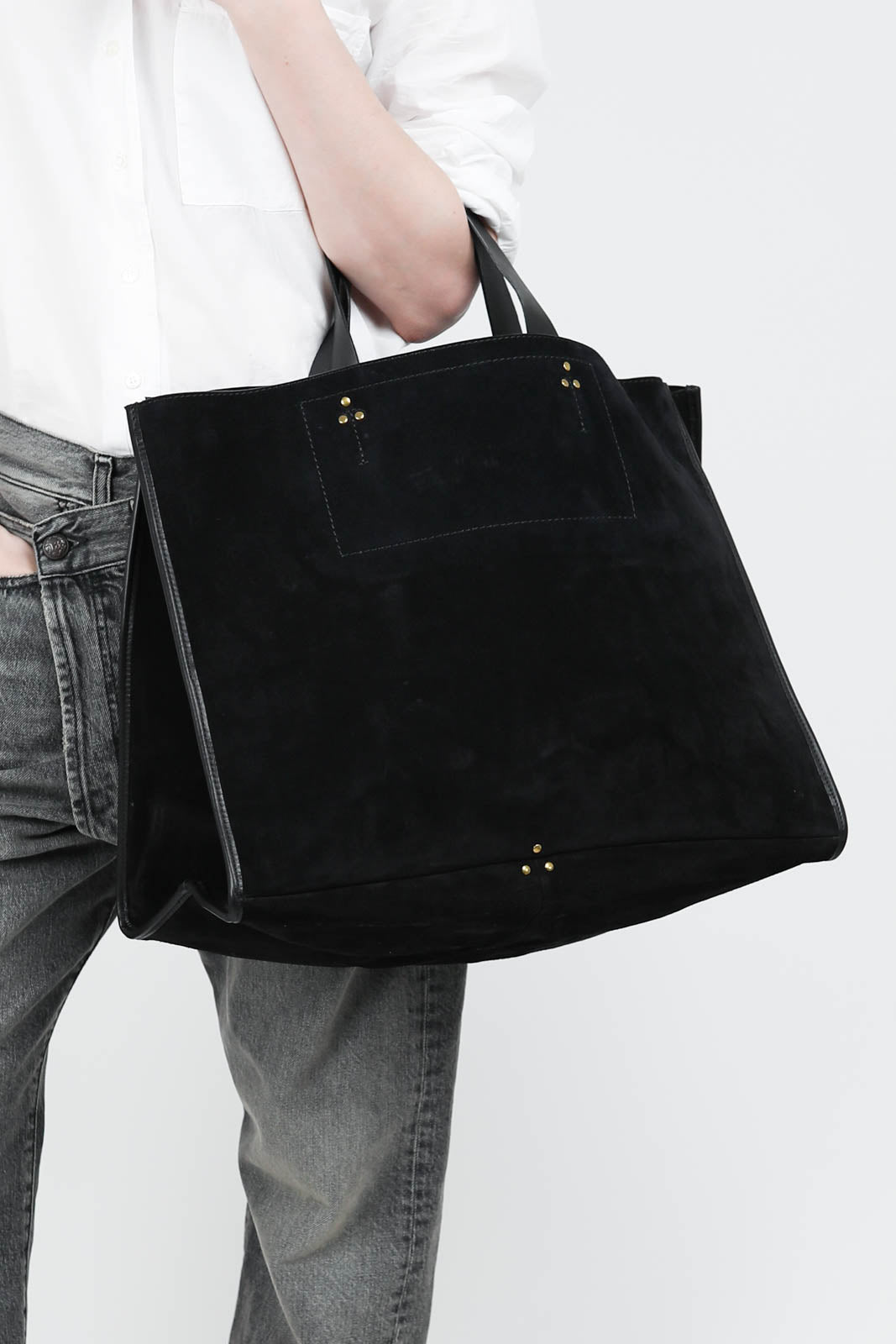 Shopper Leon L en Noir Split Suede