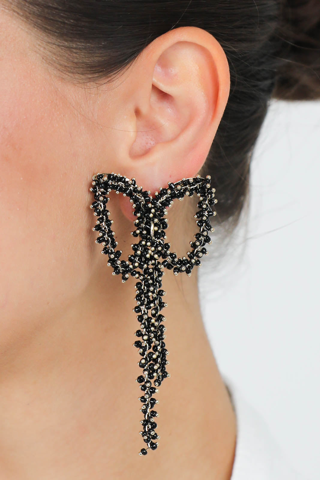 Boucles d'oreilles Bow en noir