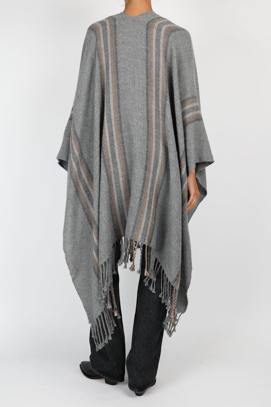 Poncho Ruana en flanelle rayée