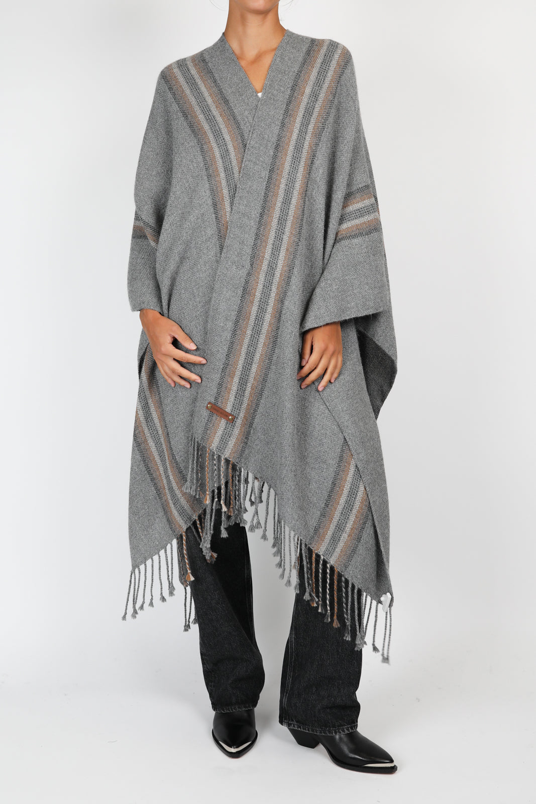 Poncho Ruana en flanelle rayée