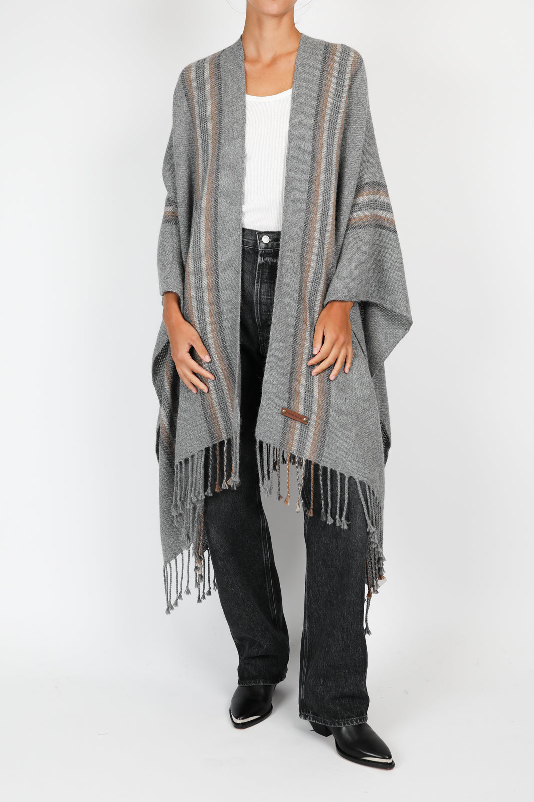 Poncho Ruana en flanelle rayée