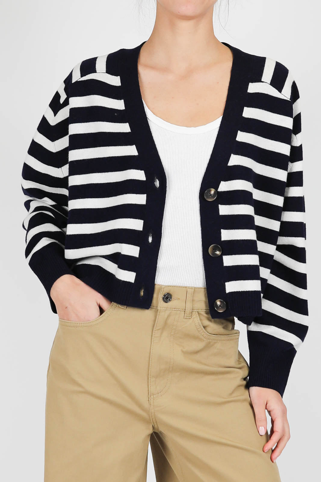 Cardigan Emmanuelle en marine/écru