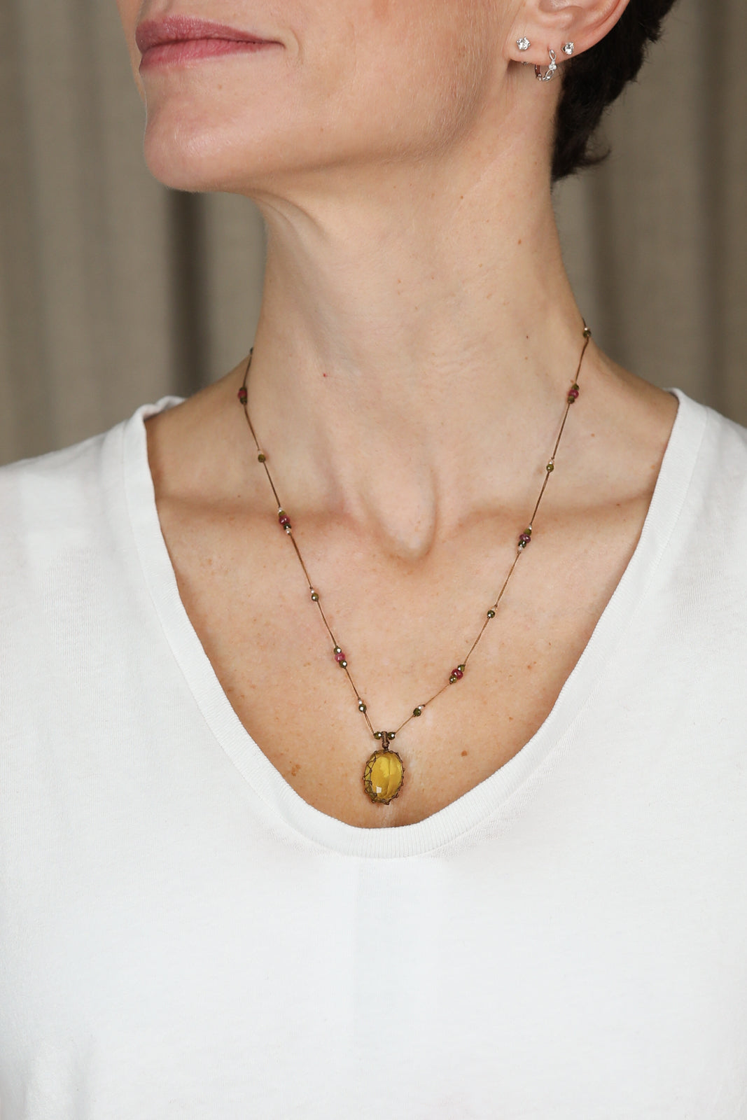 Collier Tibet en topaze citron