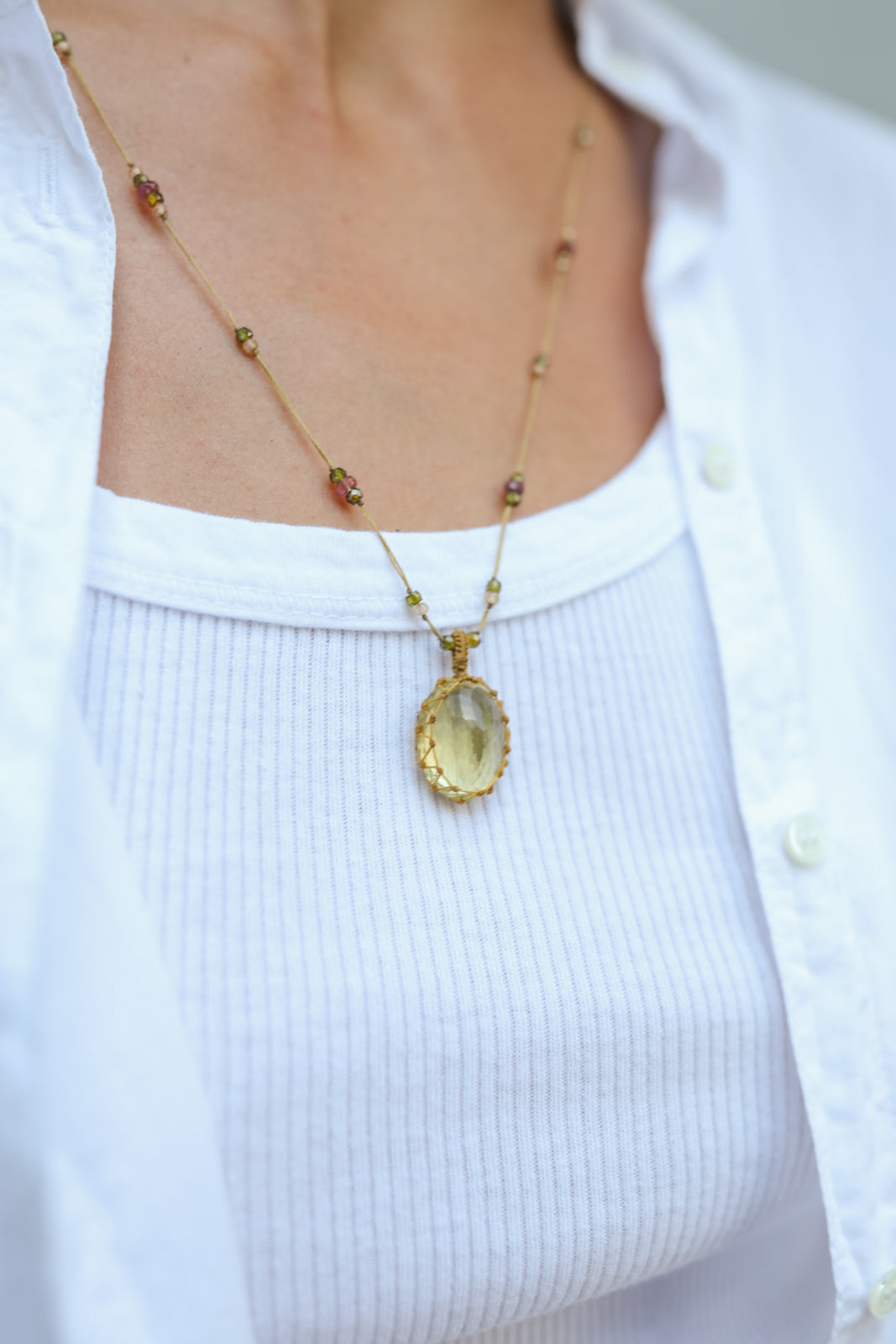 Collier Tibet en topaze citron