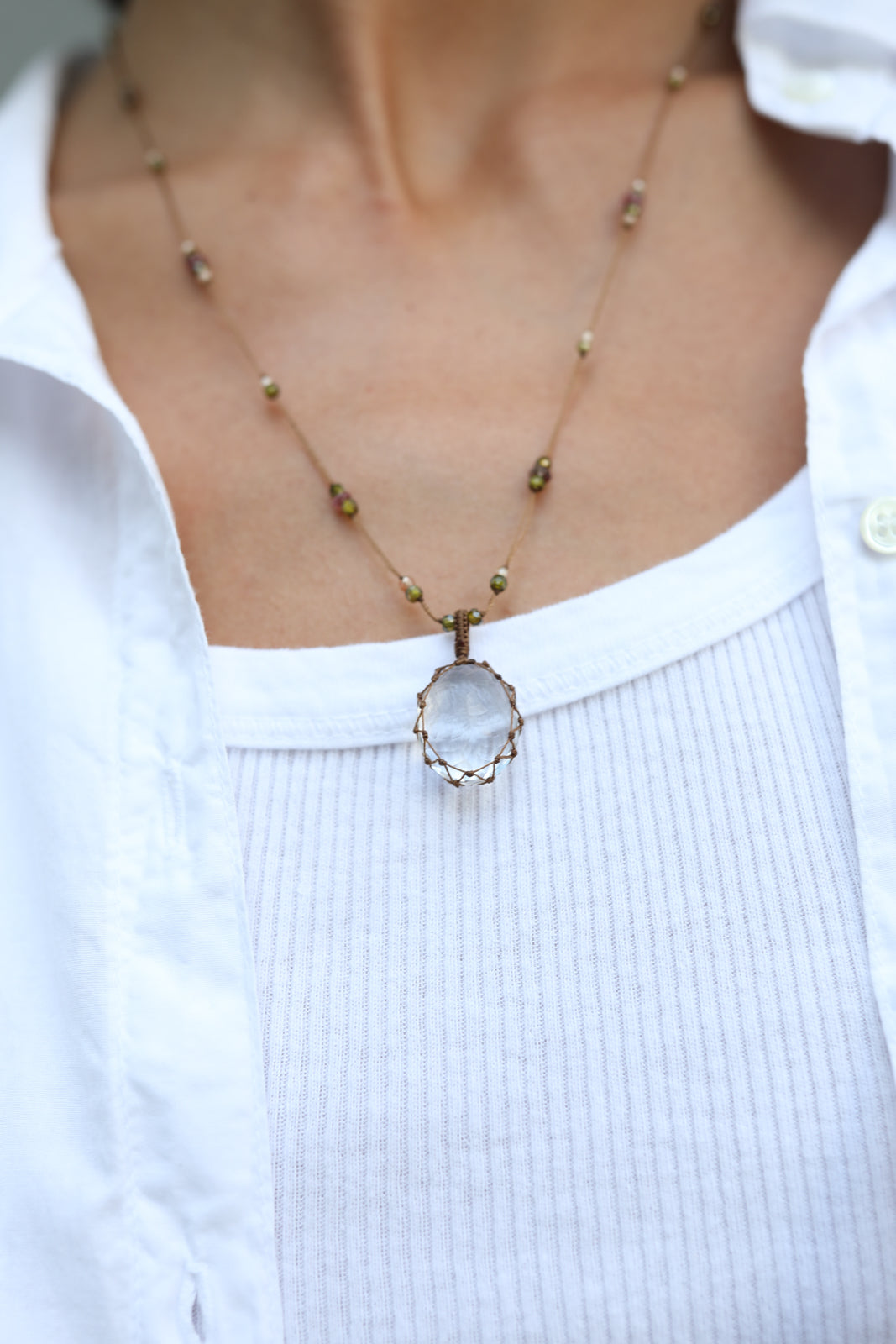 Collier Tibet en Crystal Quartz