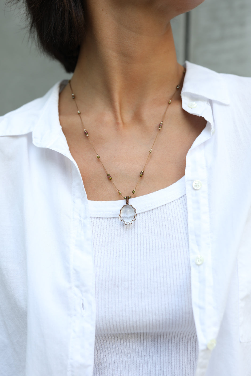 Collier Tibet en Crystal Quartz