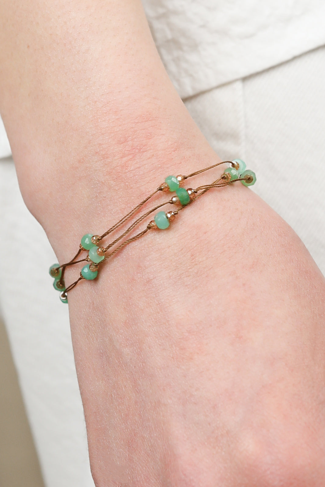 Bracelet / collier Loopy en chrysoprase