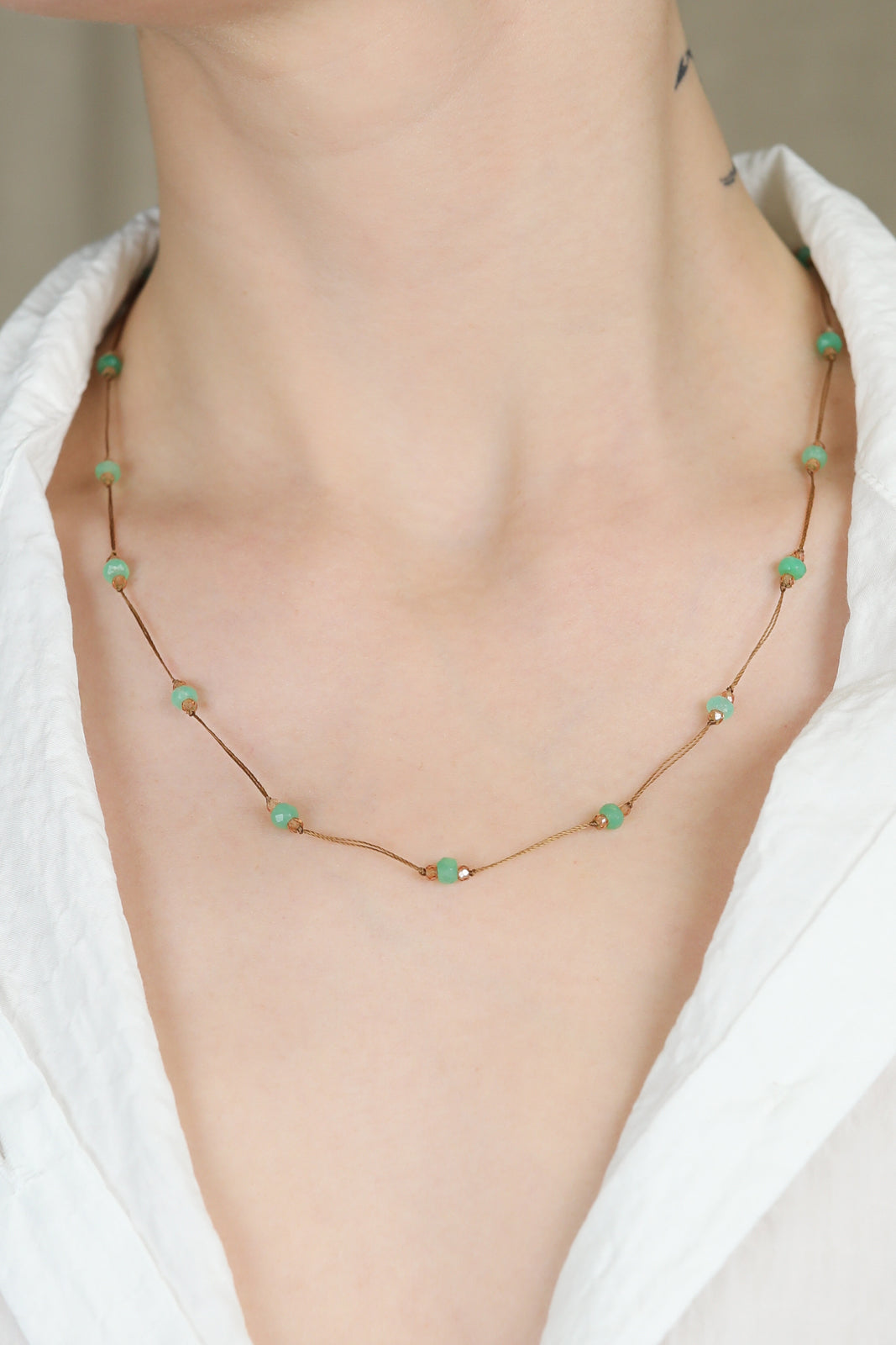 Bracelet / collier Loopy en chrysoprase