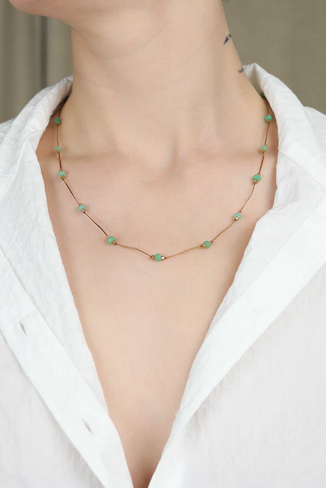 Bracelet / collier Loopy en chrysoprase