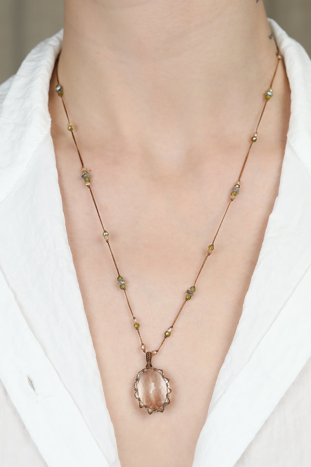 Collier Tibet en Crystal Quartz