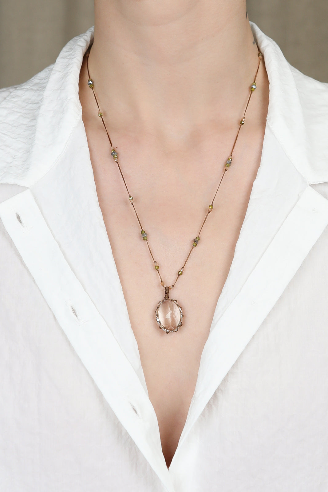 Collier Tibet en Crystal Quartz