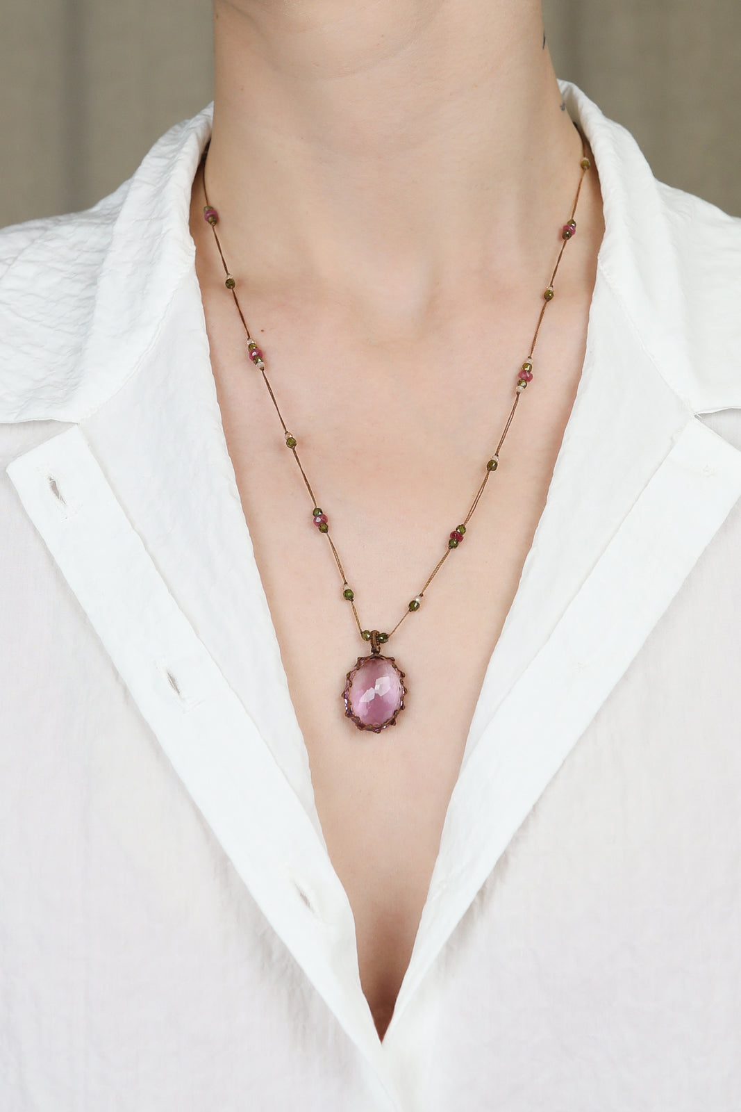 Collier Tibet en améthyste Light Purple