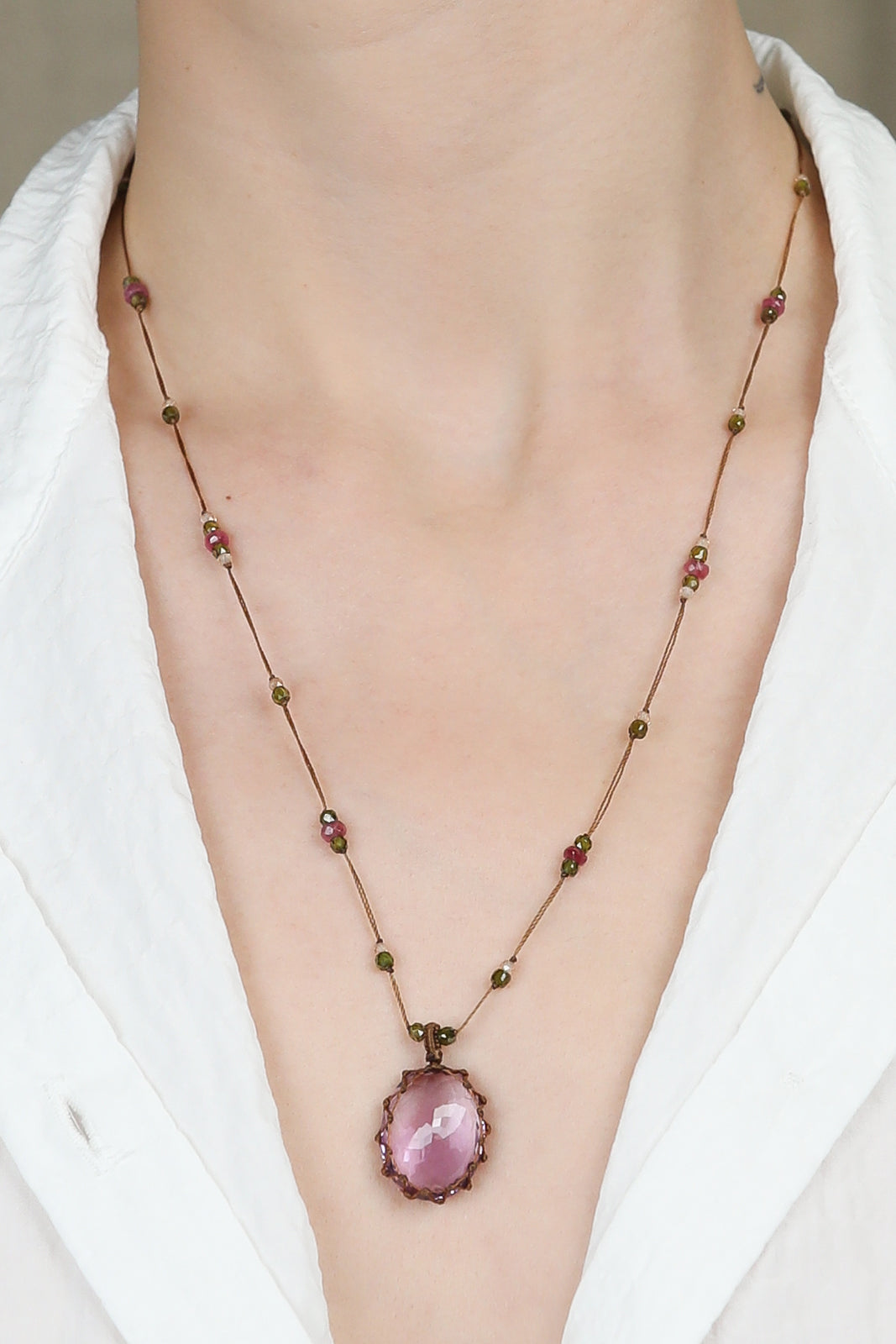 Collier Tibet en améthyste Light Purple