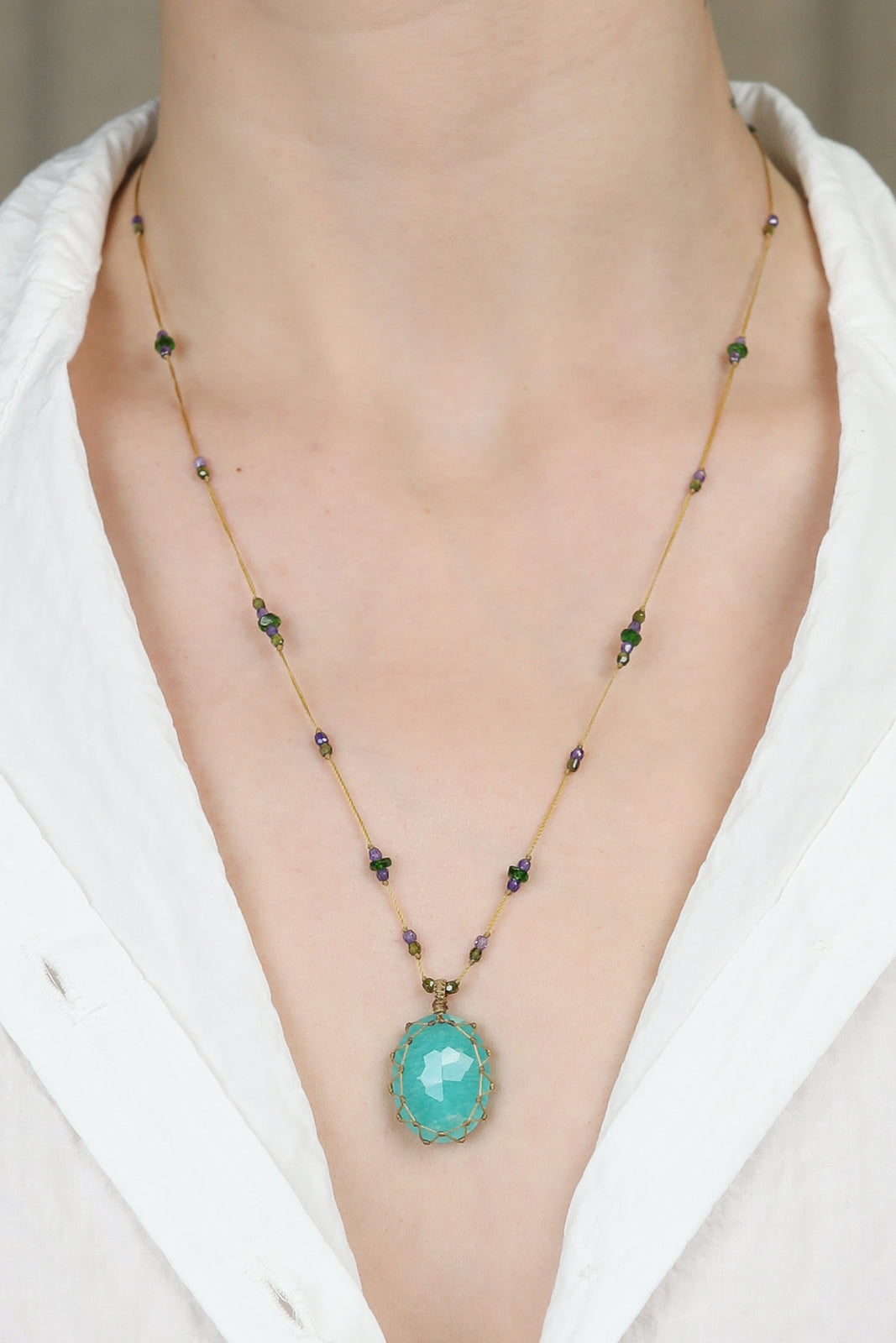 Collier Tibet en amazonite