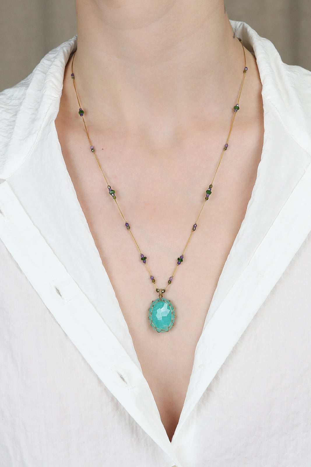 Collier Tibet en amazonite