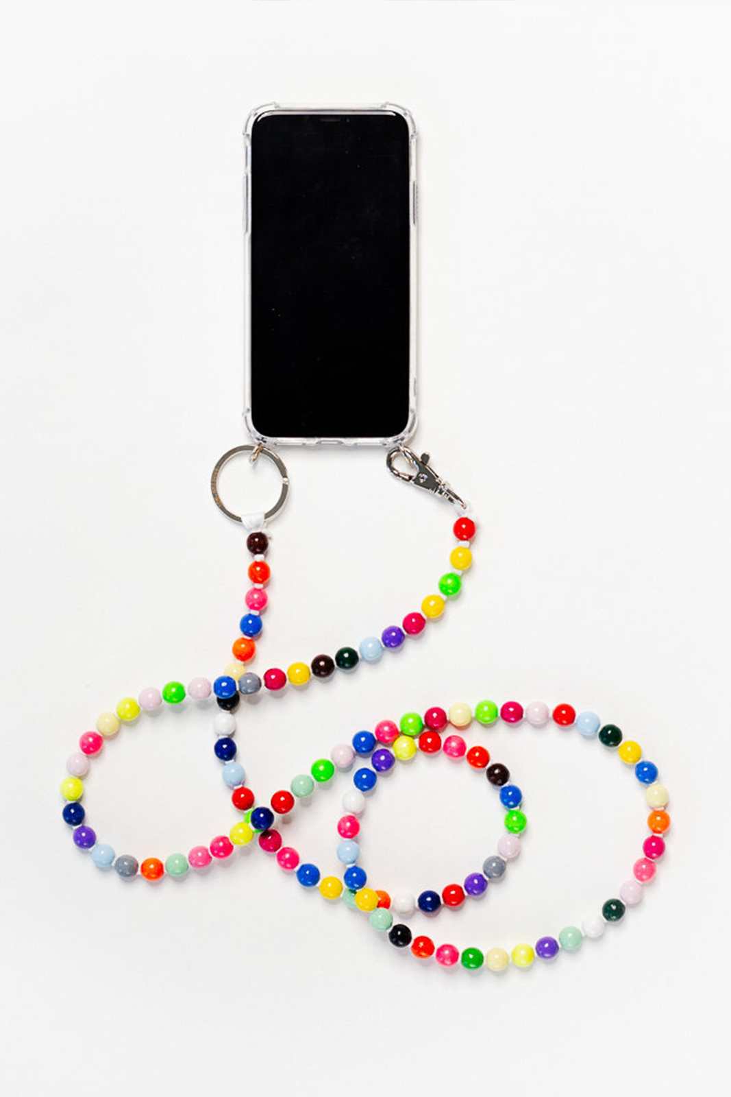 Collier pour portable en multicolore/blanc